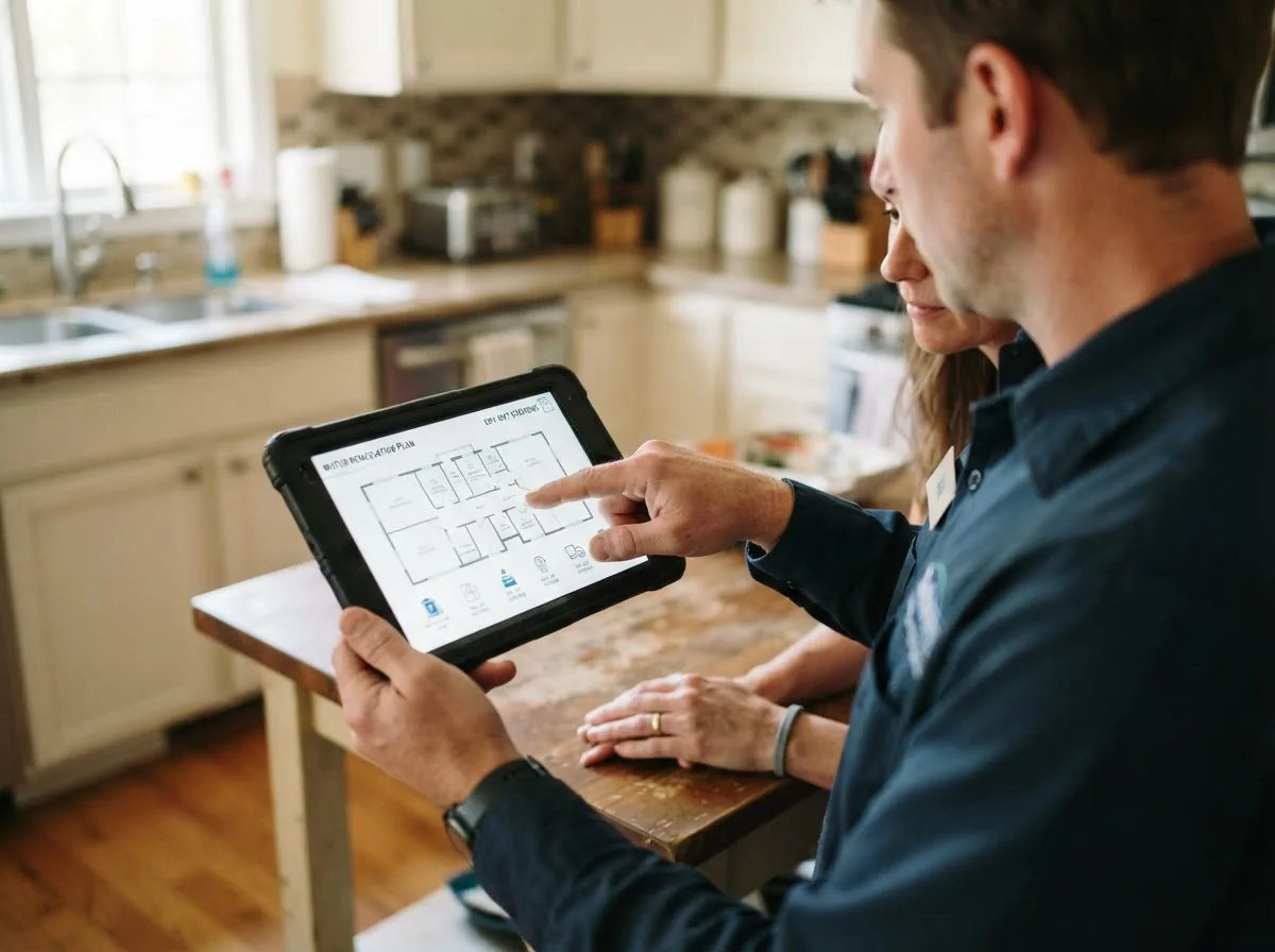 Water damage restoration technician inspecting a home in Plum Branch, SC